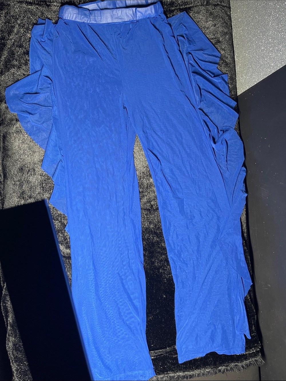 Fashion Nova Royal Blue Wide-Leg Ruffle Pants